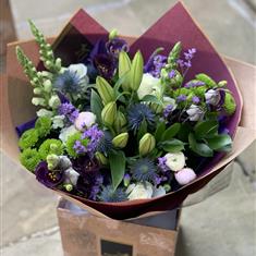 Lilac green and blue handtied 